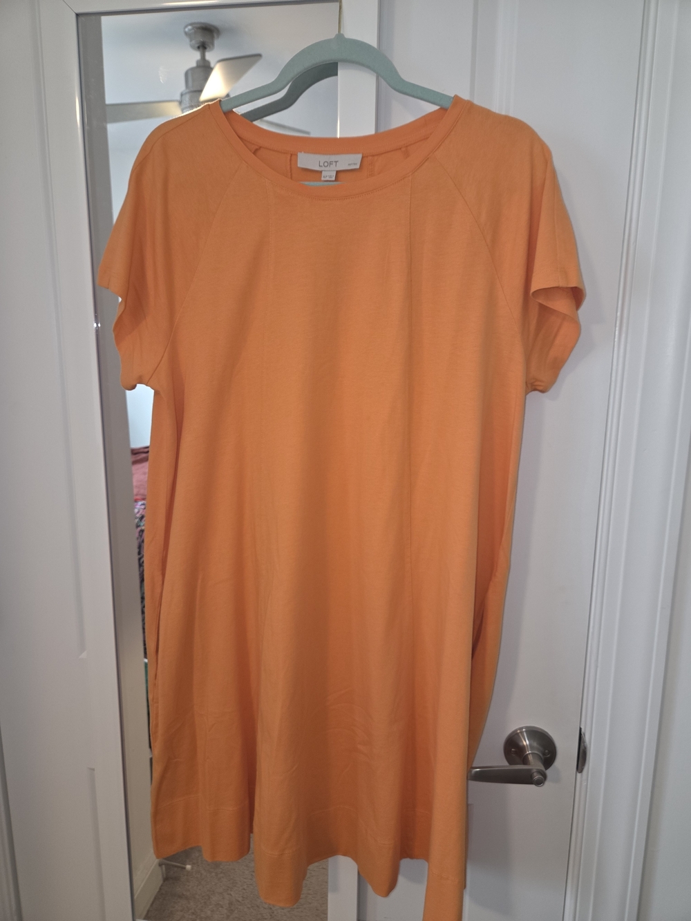LOFT Orange Short Sleeve T-Shirt Dress
